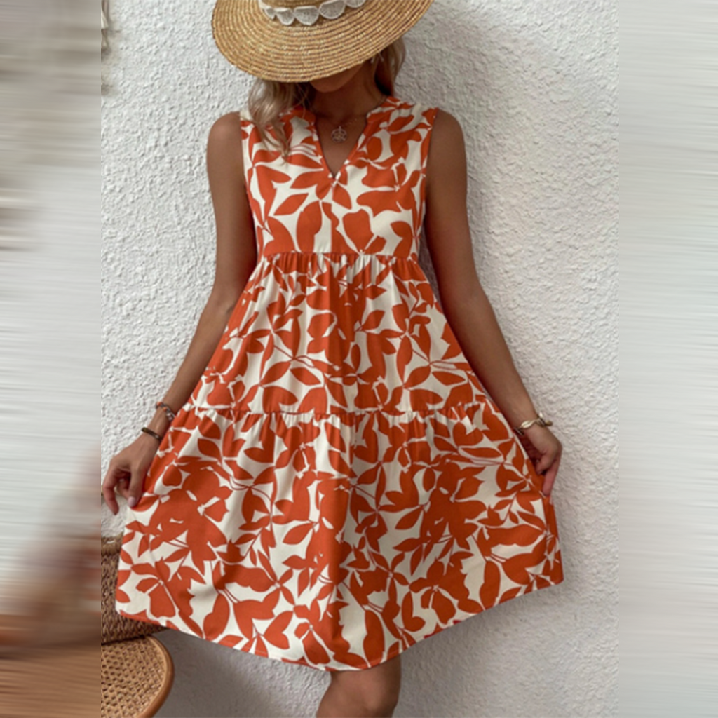 GR | Sleeveless Boho Style Dress, V-Neck, Loose Fit, Lightweight and Breathable