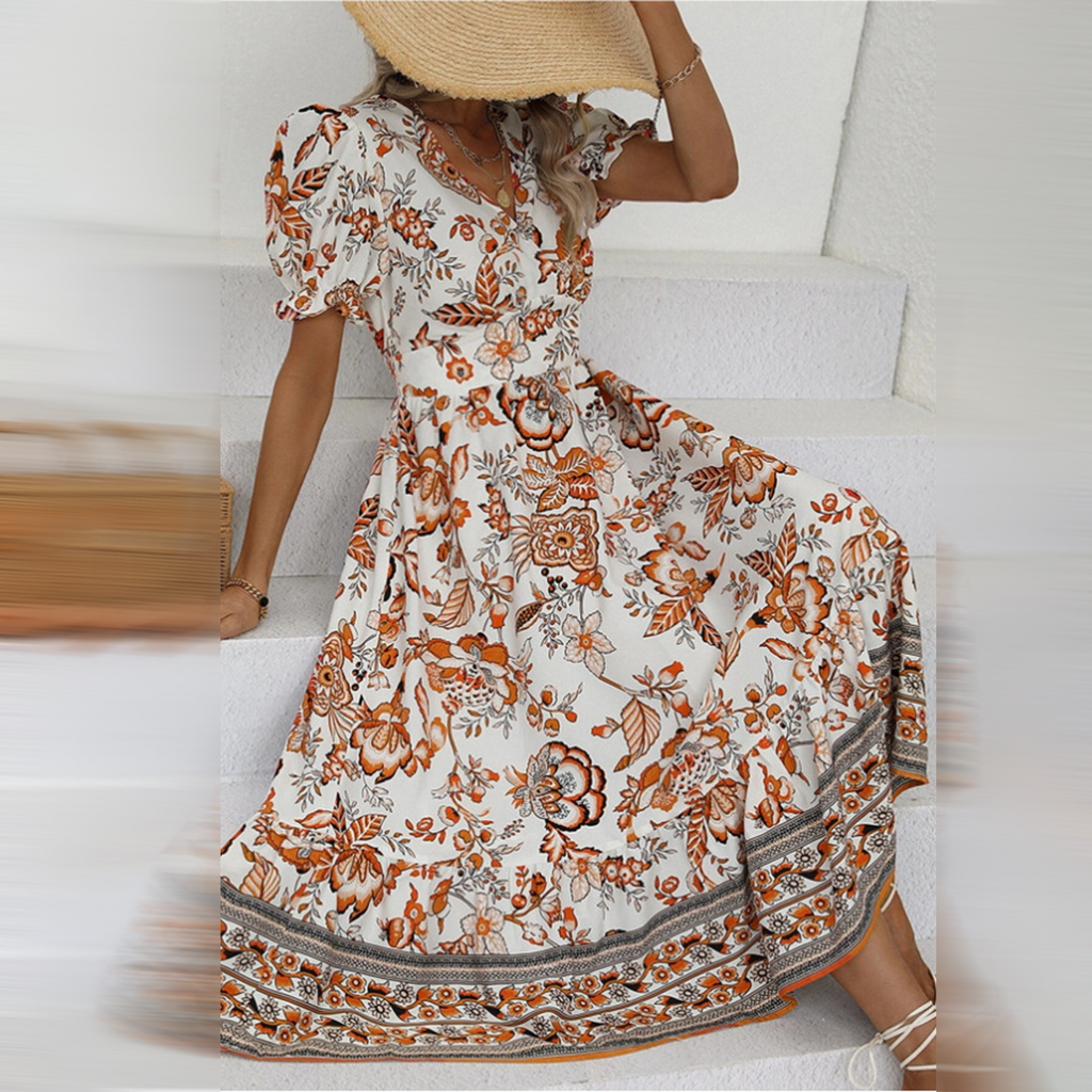 GR | Elegante Orange Blumenkleid