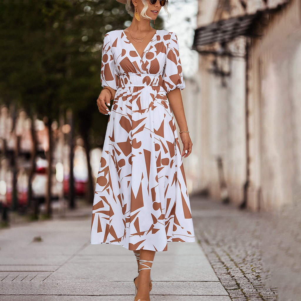 GR | Midikleid Mit V-Ausschnitt Für Frauen
