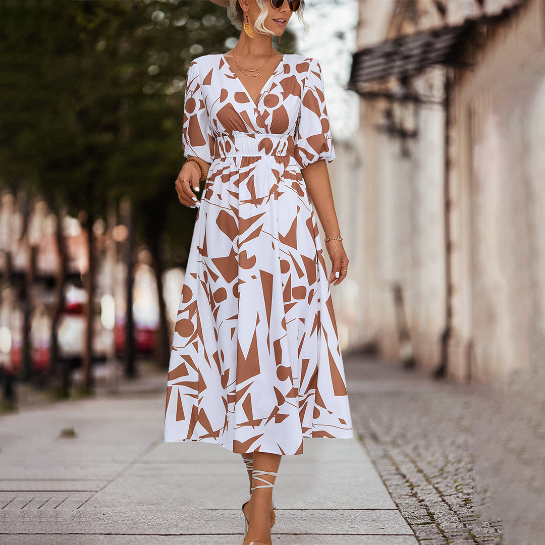 GR | Midikleid Mit V-Ausschnitt Für Frauen
