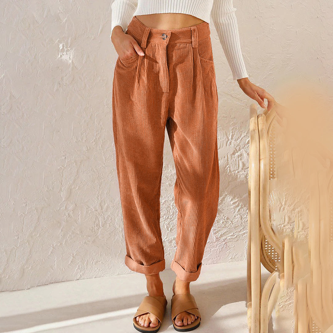 GR | Elegant high-waisted corduroy trousers