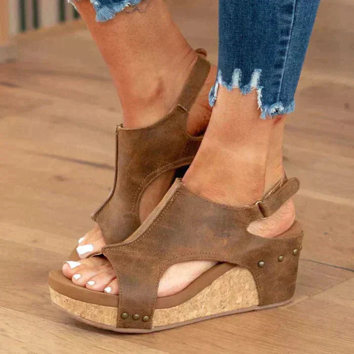 GR | Platform sandals with cork soles, wedge sandals, summer shoes 