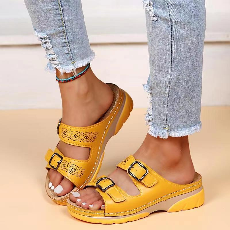 GR | Sandals with buckle straps, slip-on summer shoes GR | Women's slippers