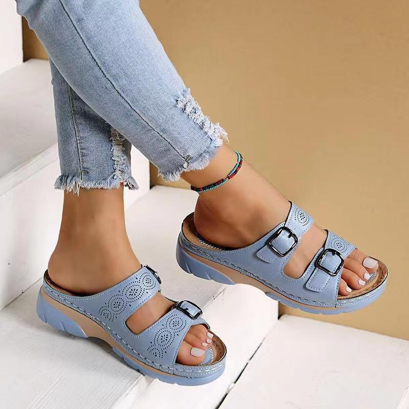 GR | Sandals with buckle straps, slip-on summer shoes GR | Women's slippers