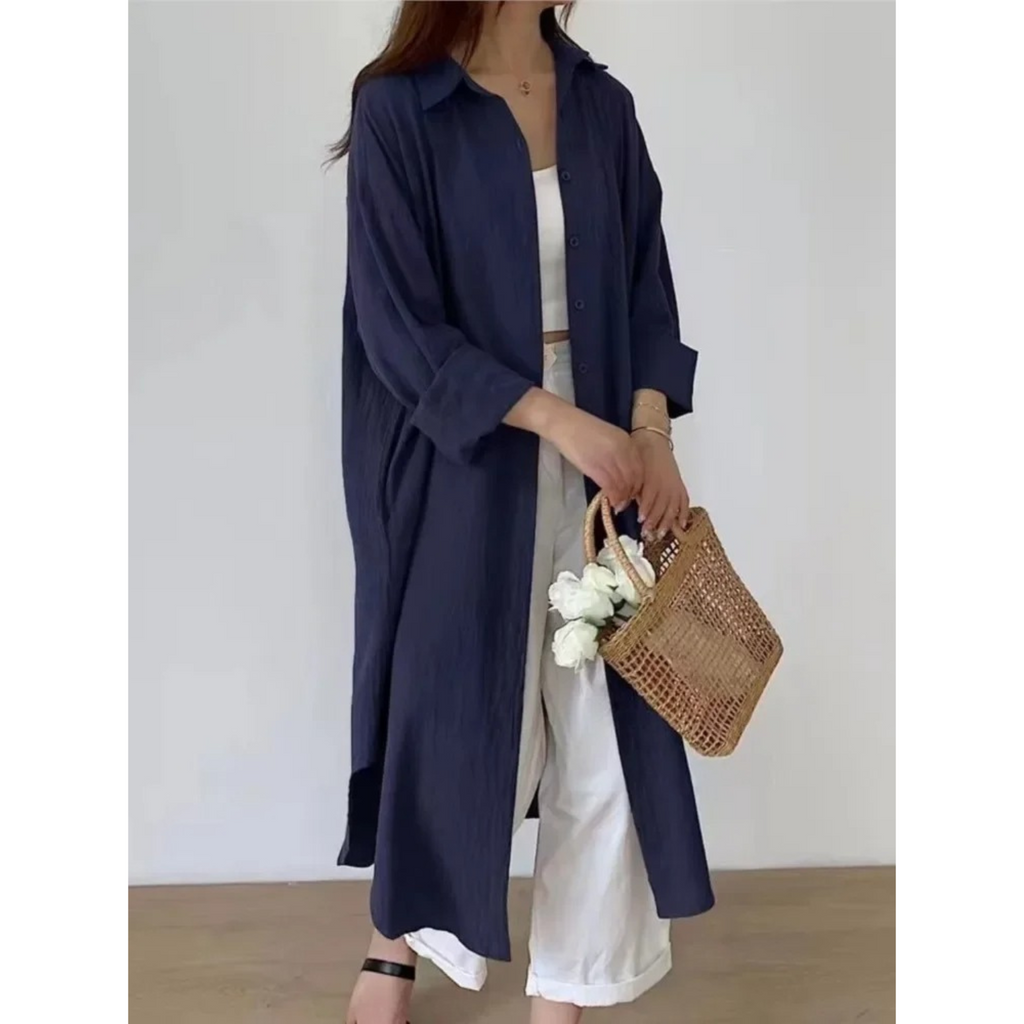 GR | Langärmliges Leinenkleid Damenbekleidung