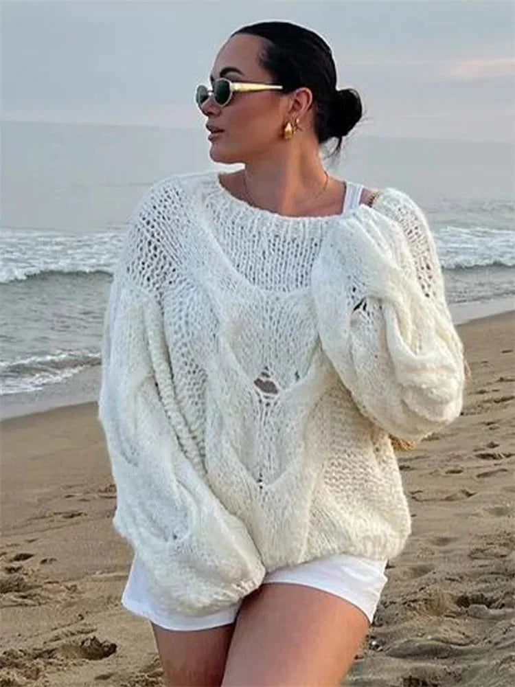 GR | Pullover Lockere Passform Grob gestrickt Strickpullover Damenbekleidung