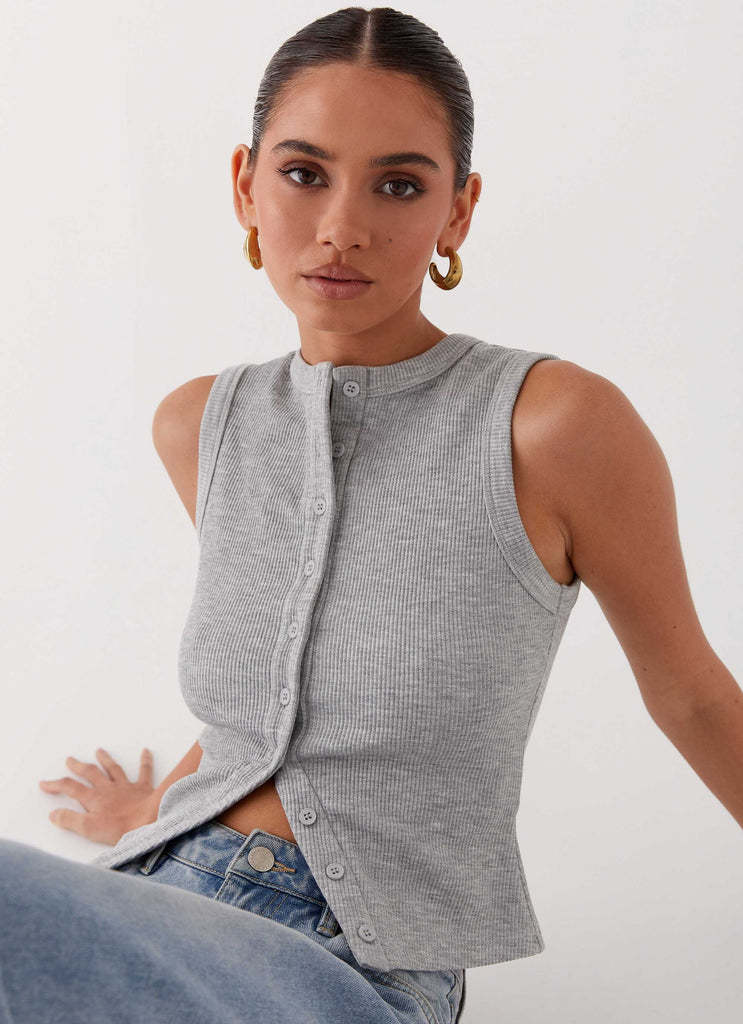 GR | Sleeveless top with button placket