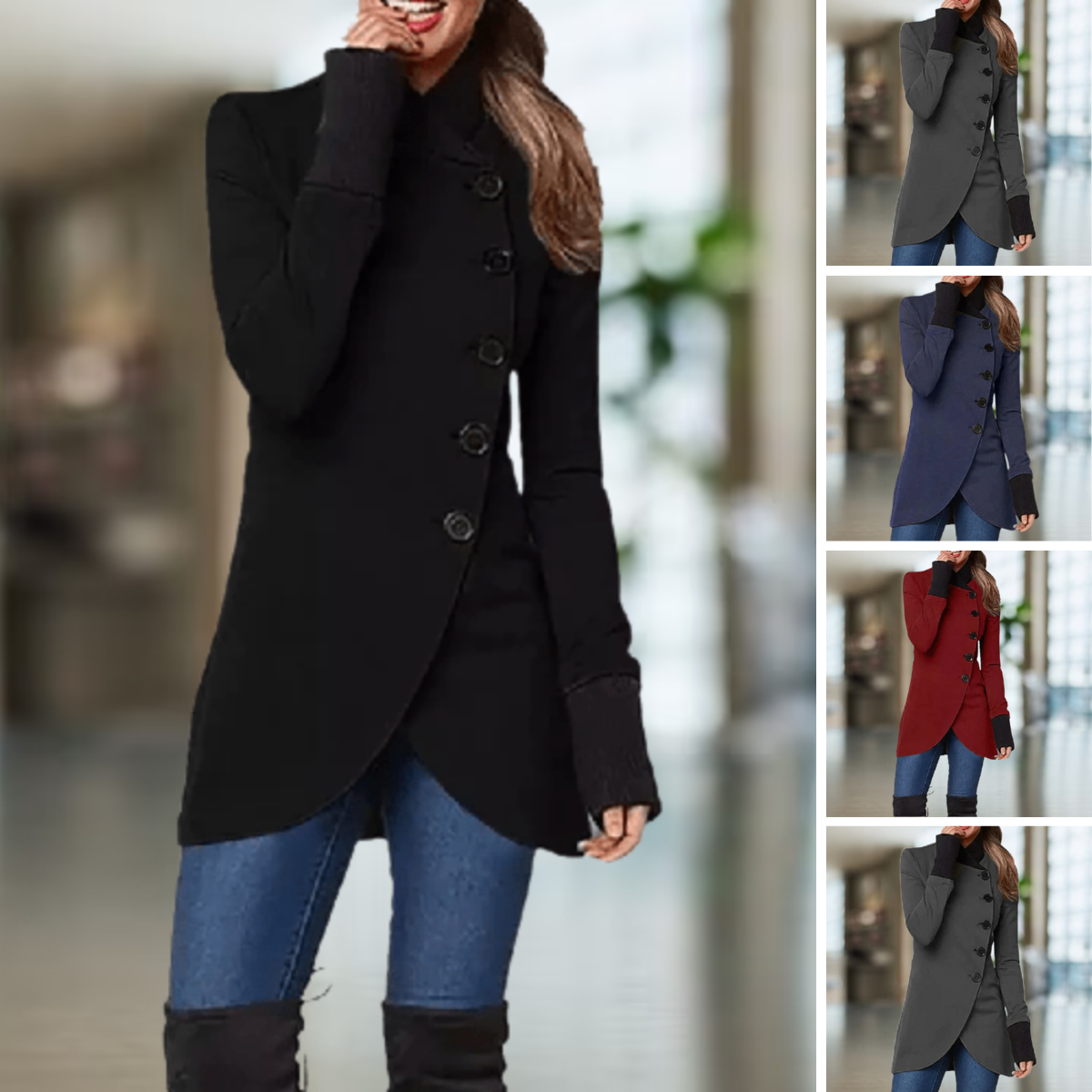 Women's stand-up collar coat