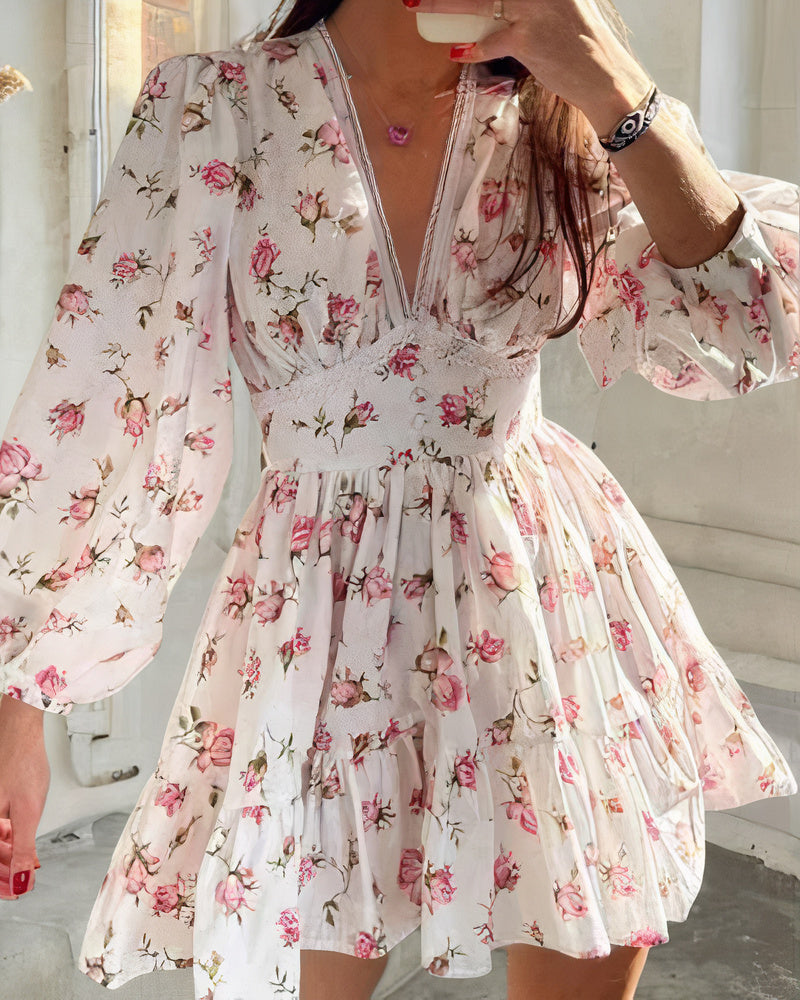 GR | Floral Summer Dress with Long Sleeves for Women