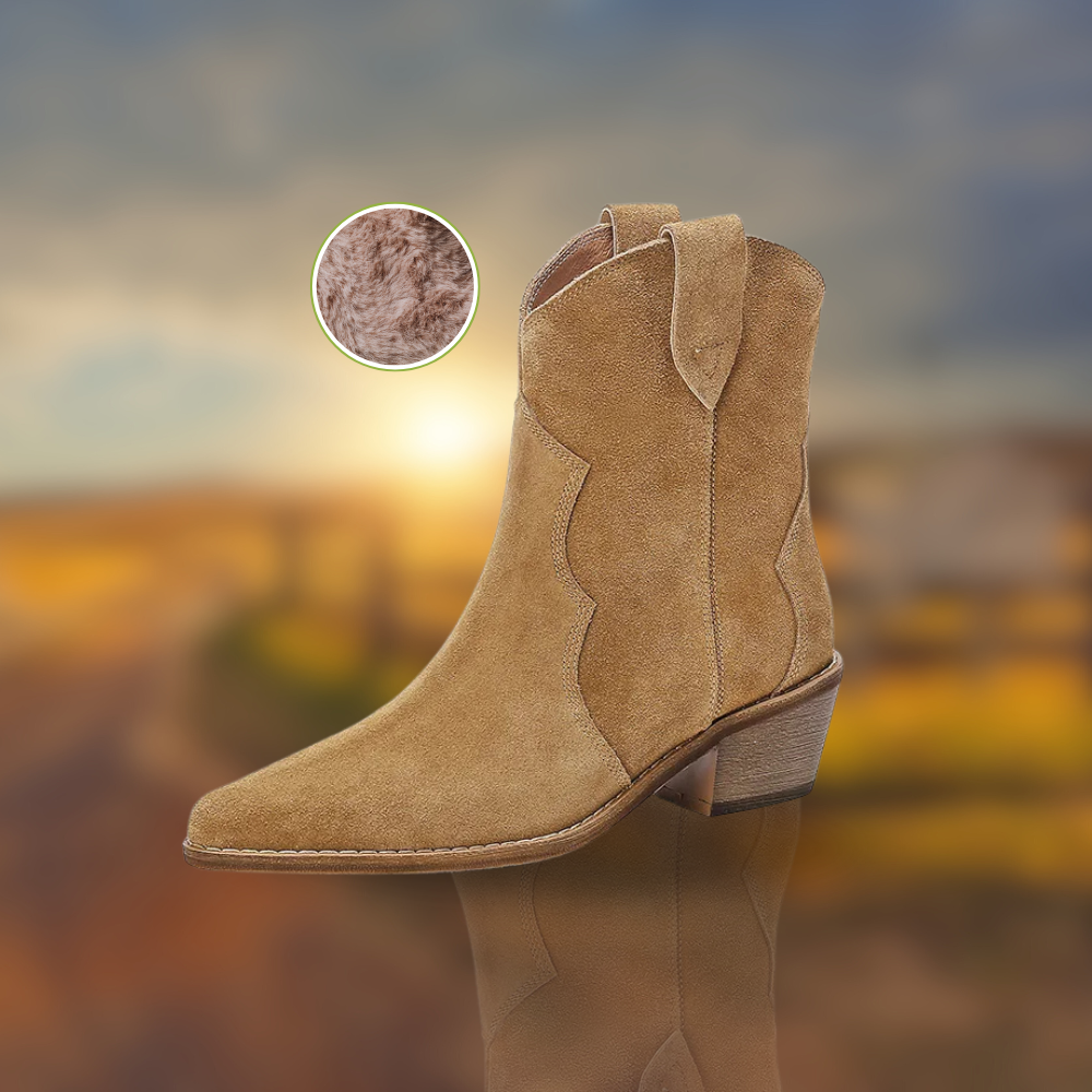 GR | Cowhide Leather Women's Suede Women's Boots with Heel