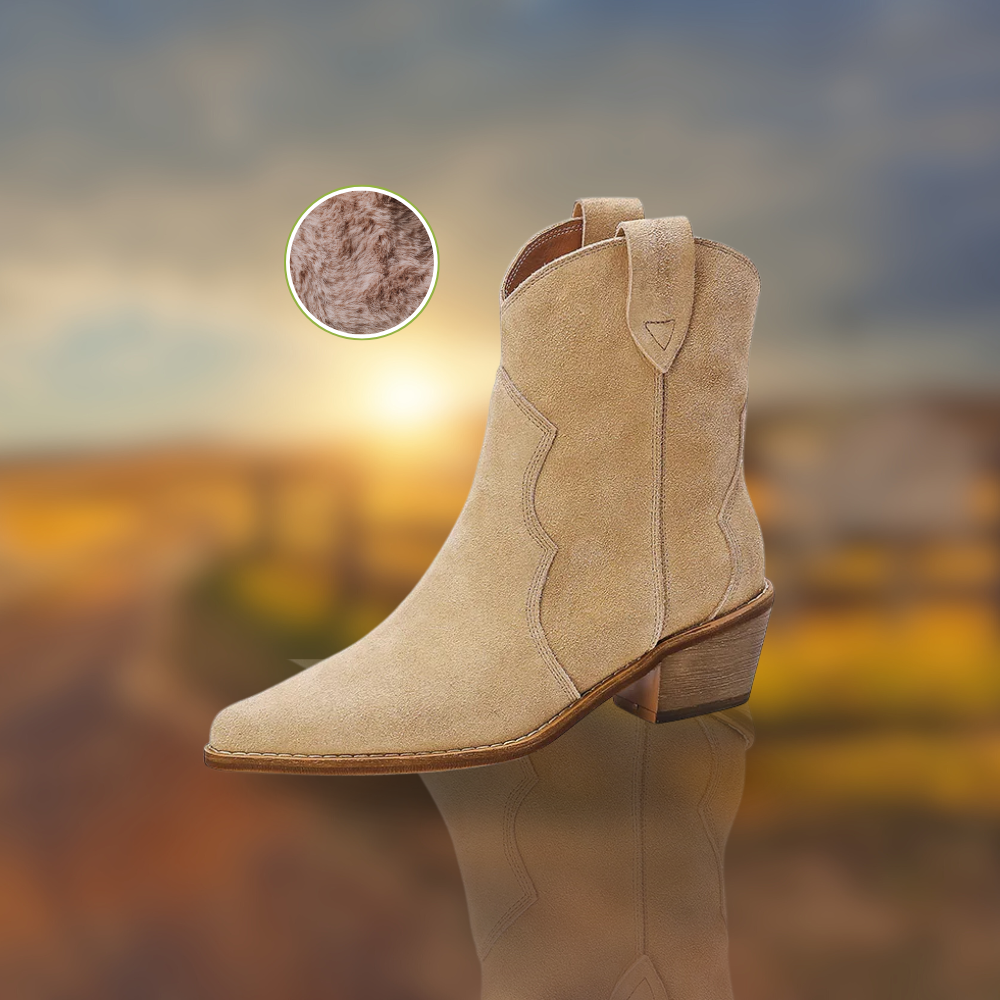 GR | Cowhide Leather Women's Suede Women's Boots with Heel
