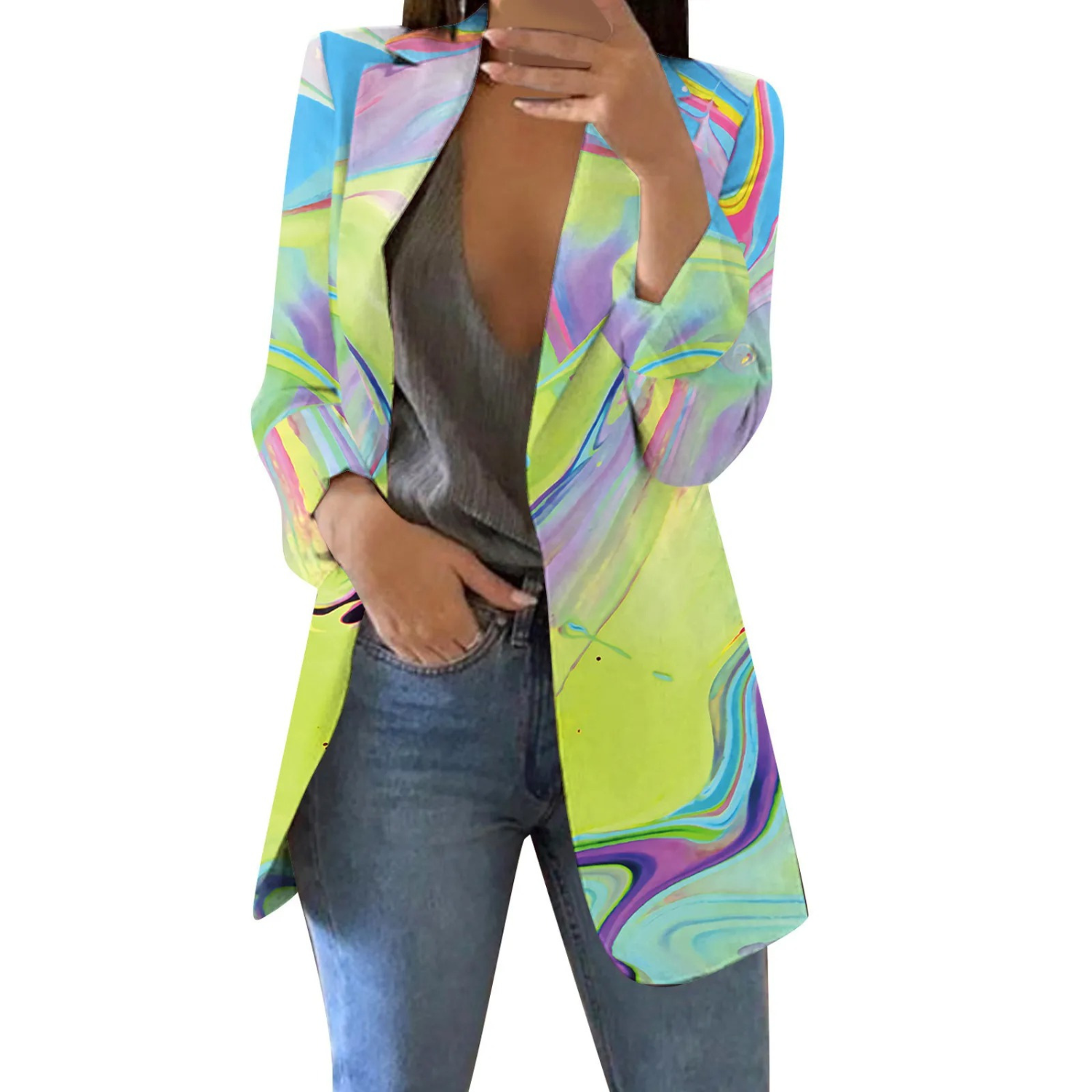 GR | Patch Watercolor Style Women's Blazer