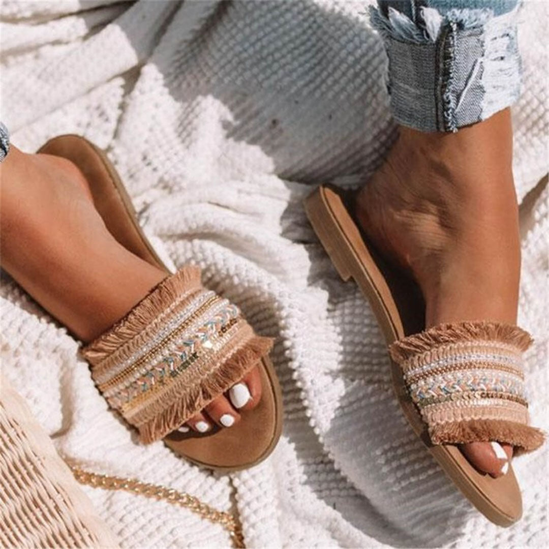 GR | Mules, Boho style, flat, sandals, summer shoes