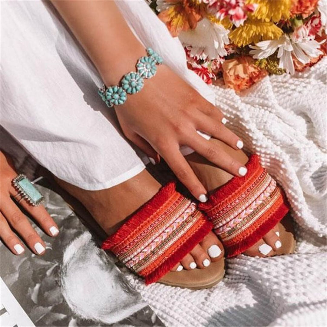 GR | Mules, Boho style, flat, sandals, summer shoes