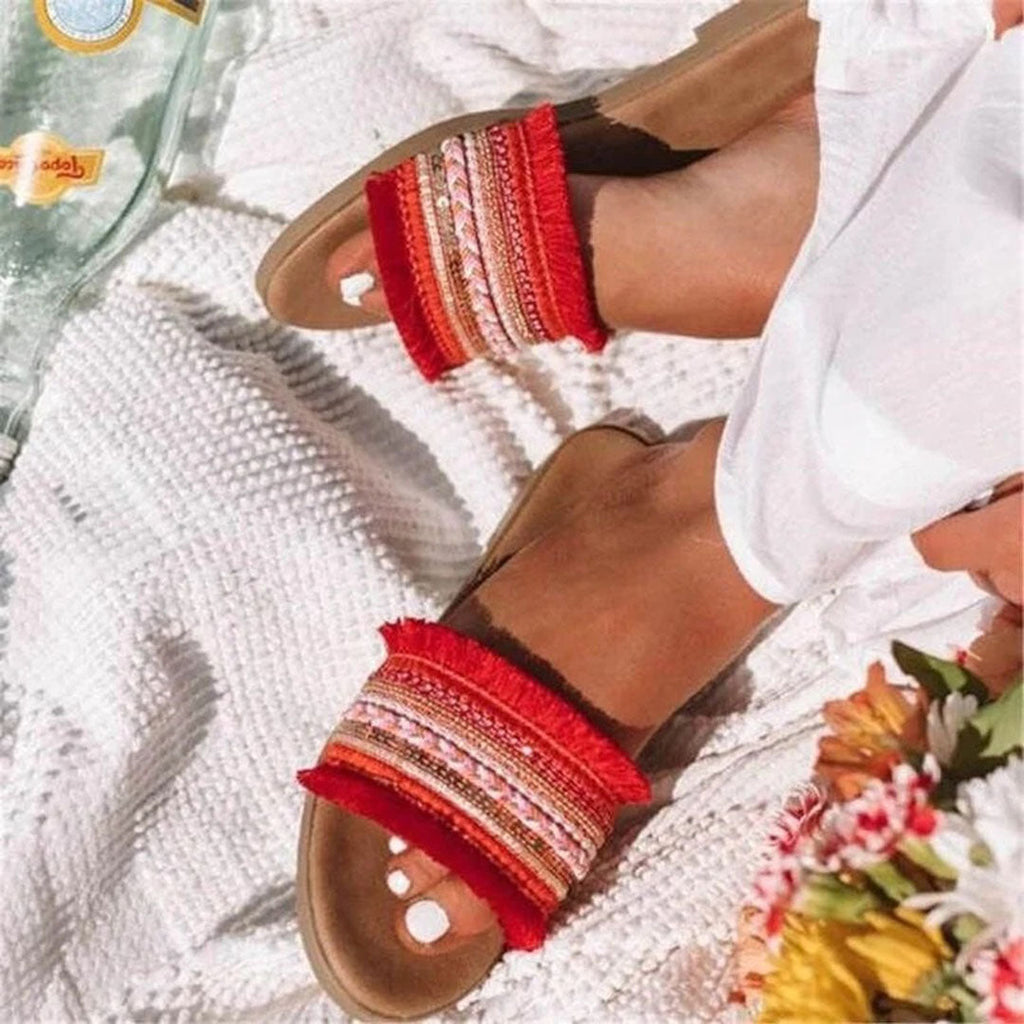GR | Mules, Boho style, flat, sandals, summer shoes