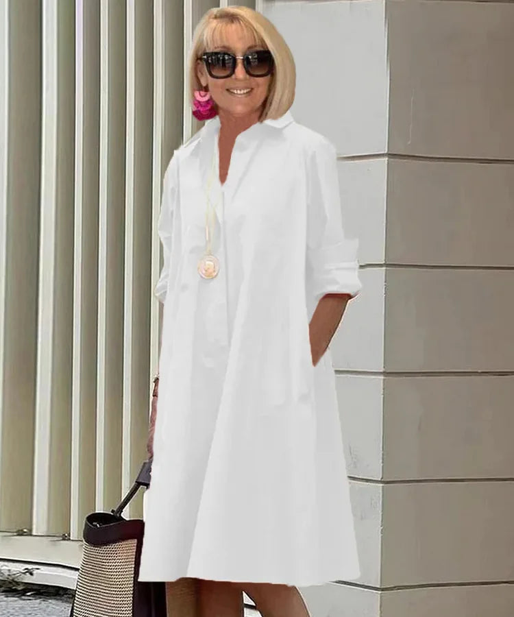 GR | Elegantes Mittelanges Kleid für Damen - Stilvolles Midi Kleid