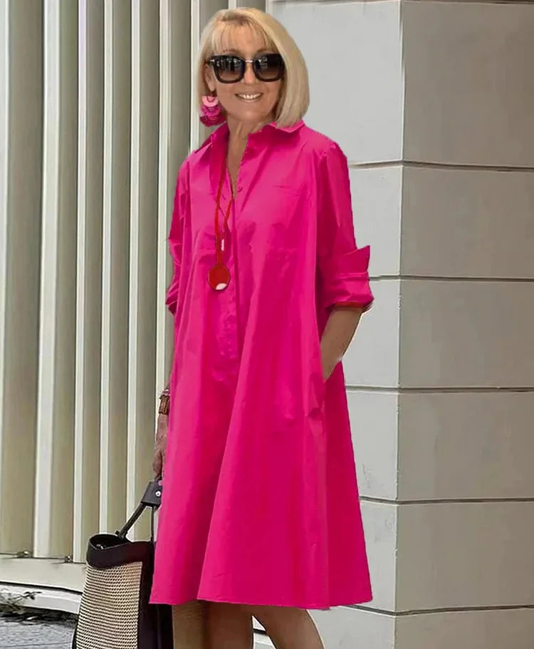 GR | Elegantes Mittelanges Kleid für Damen - Stilvolles Midi Kleid