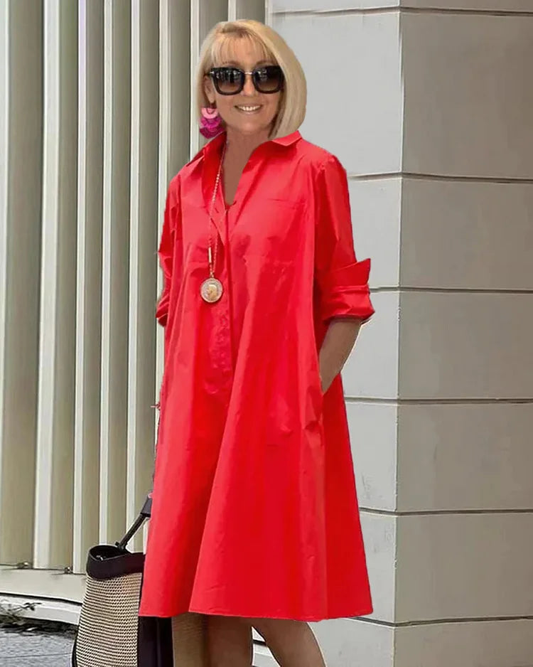 GR | Elegantes Mittelanges Kleid für Damen - Stilvolles Midi Kleid