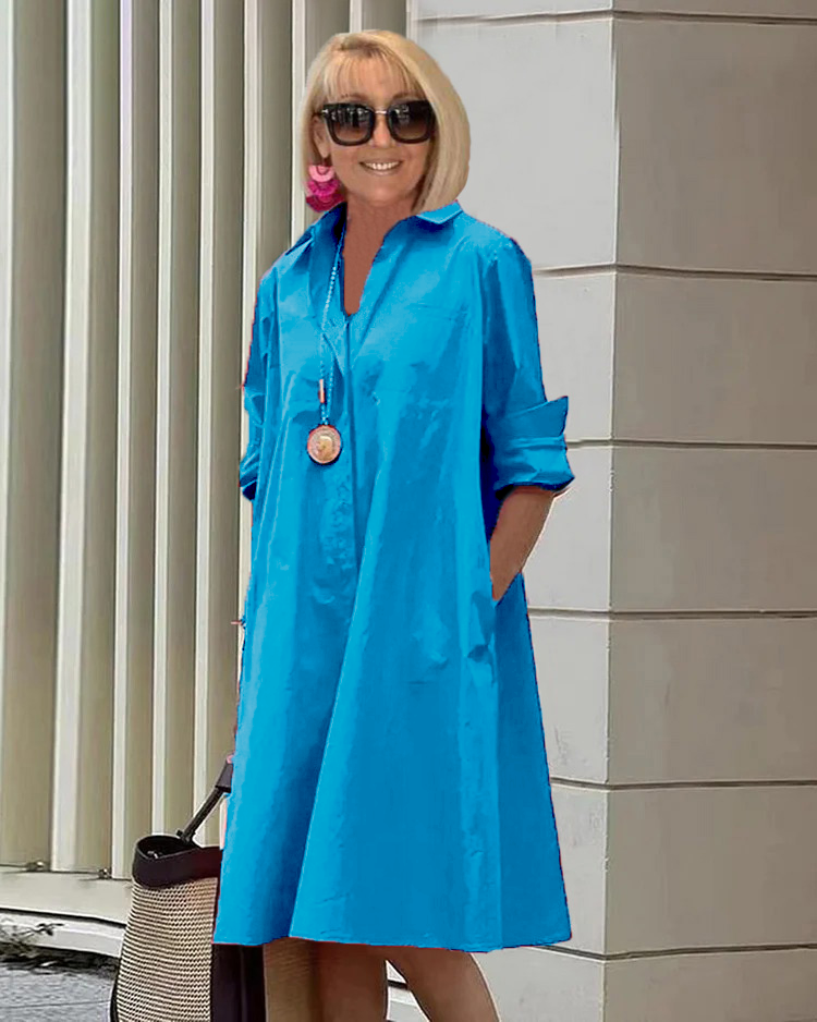 GR | Elegantes Mittelanges Kleid für Damen - Stilvolles Midi Kleid