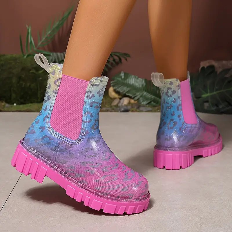 GR | Dyed PVC rain boots - waterproof with thick sole for women