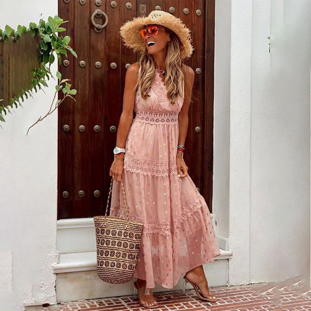 GR - Embroidered sleeveless long dress