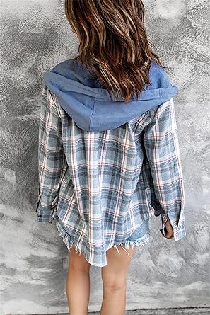 GR Hoodie - Loose Fit - Drawstring - Button Up Shirt - Women's Clothing