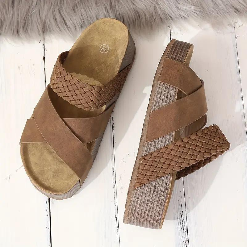 GR | Slip-on slippers with cross straps, summer shoes for women, sandals