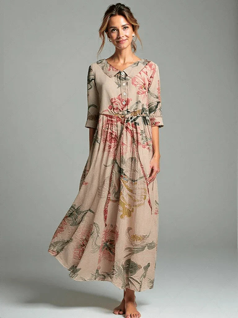GR | Vintage Spitzenkleid mit Botanischem Blumenmuster