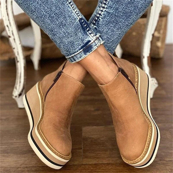 GR - Women's Slip-On Wedge Ankle Boots