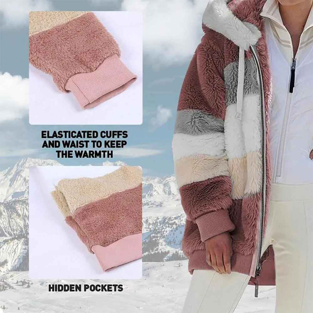GR | Warm oversized women's jacket with hood, long sleeves, for cold days
