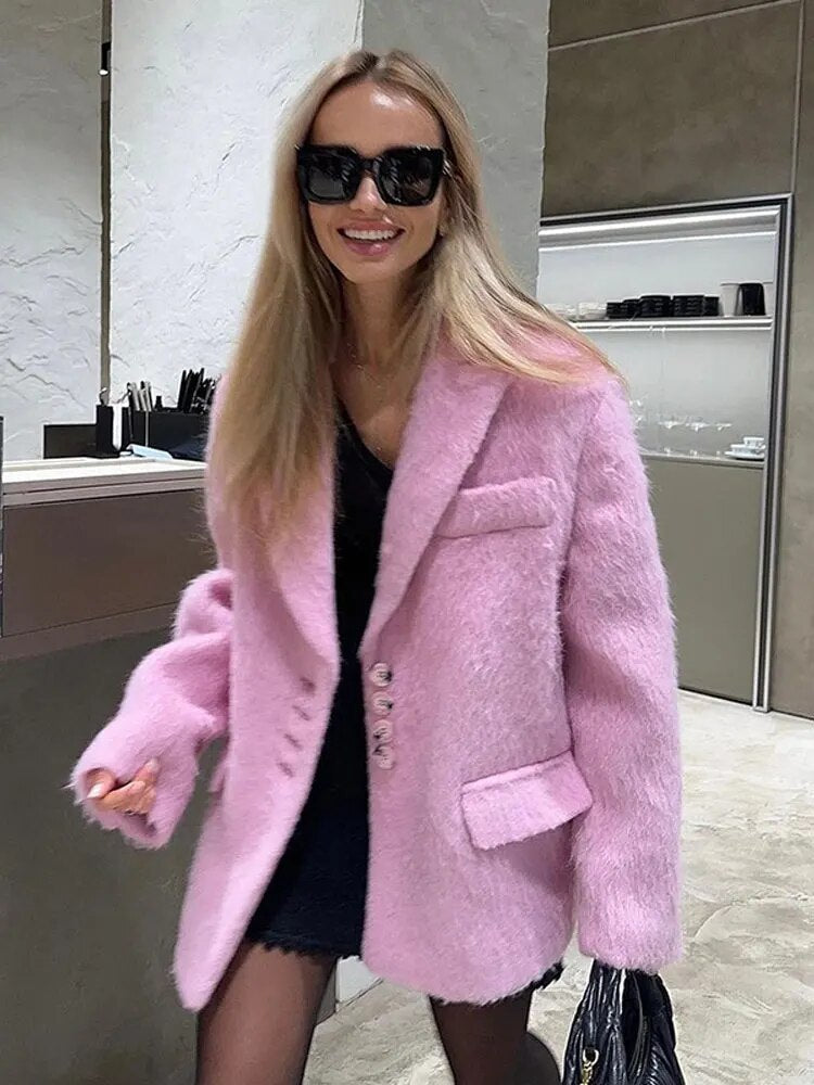 GR - Women's soft, fluffy, textured coat