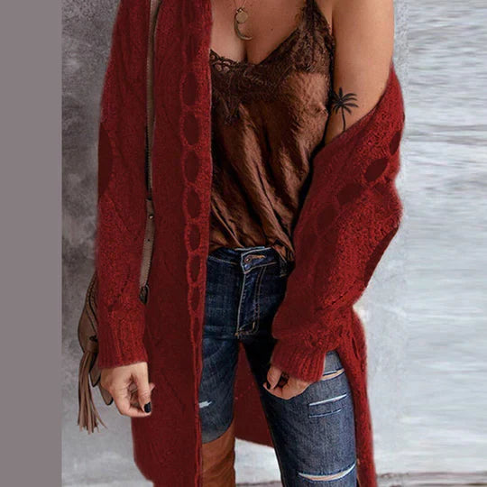 GR | Modische Strickjacke mit Kapuze