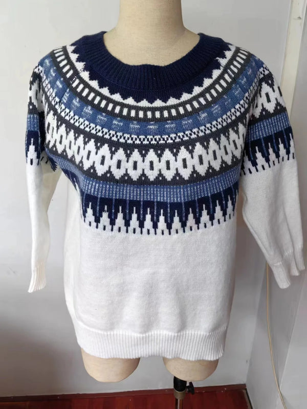 GR | norwegischer Yoke-Pullover - warmer skandinavischer Damenpullover