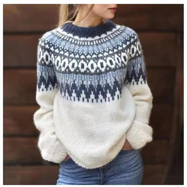 GR | norwegischer Yoke-Pullover - warmer skandinavischer Damenpullover