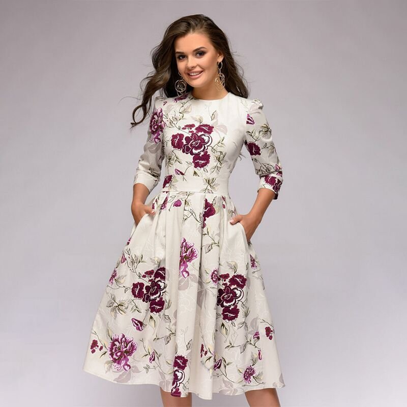 GR - Retrozo edles, mittellanges Kleid