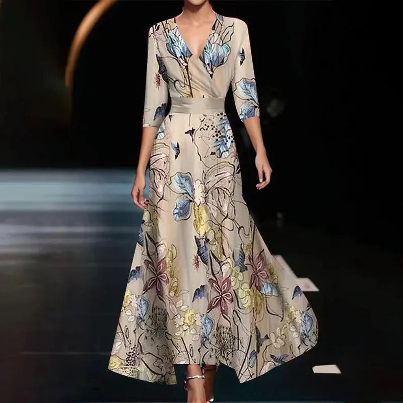 GR | Wrap Maxi Dress with a bold floral pattern for women