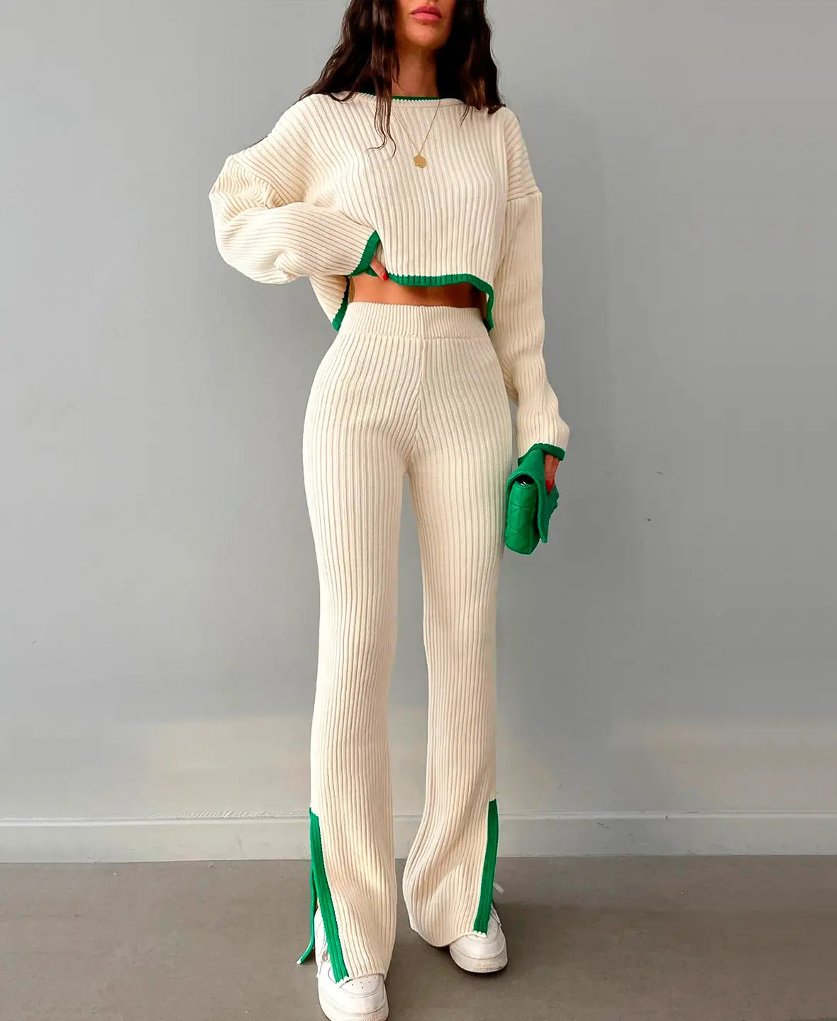 GR | CROP SET MADE OF RIB KNIT