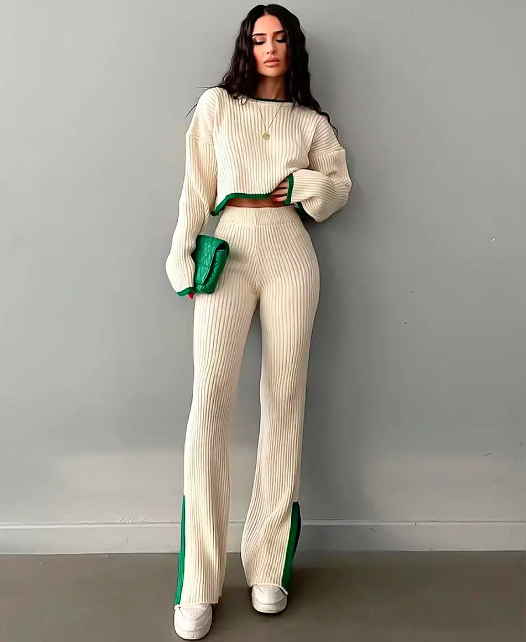 GR | CROP SET MADE OF RIB KNIT