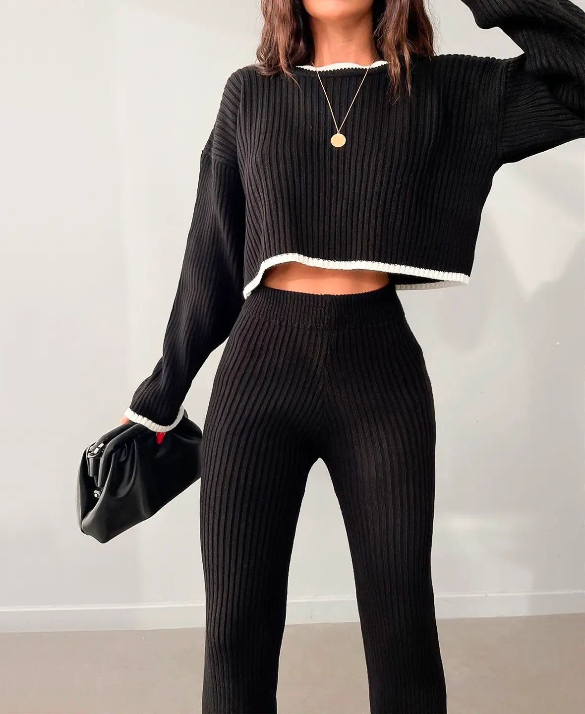 GR | CROP SET MADE OF RIB KNIT