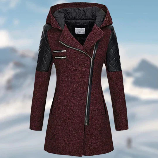 GR | Stylish winter coat with hood and long zipper for women