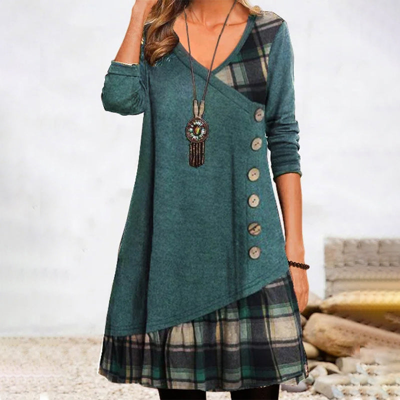 GR | Long-sleeved plaid dress