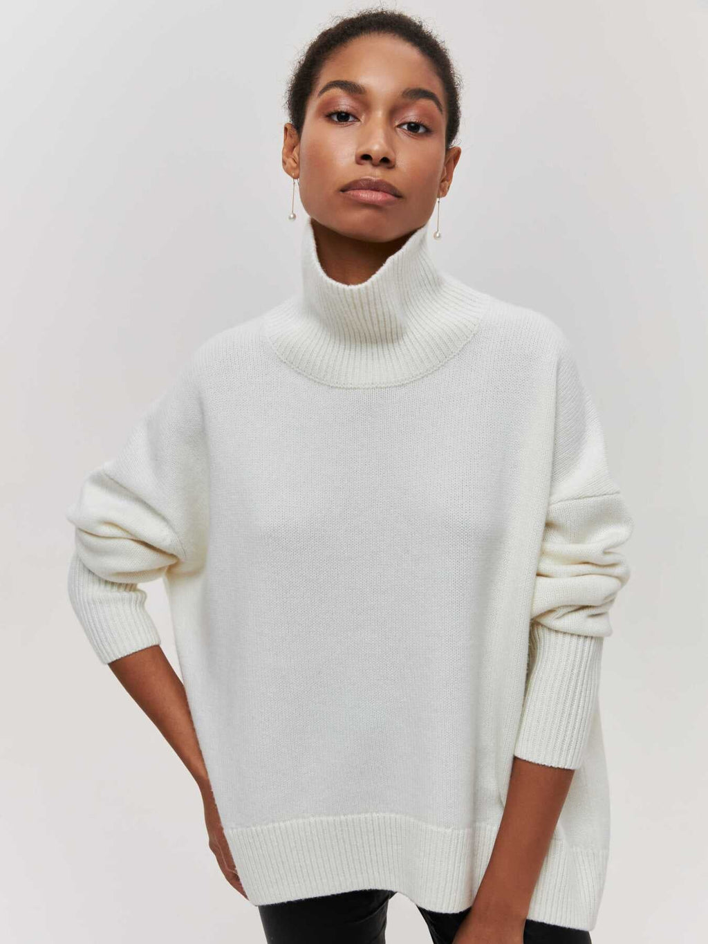 GR | High Collar Oversized Knit Sweater Women's Knitwear