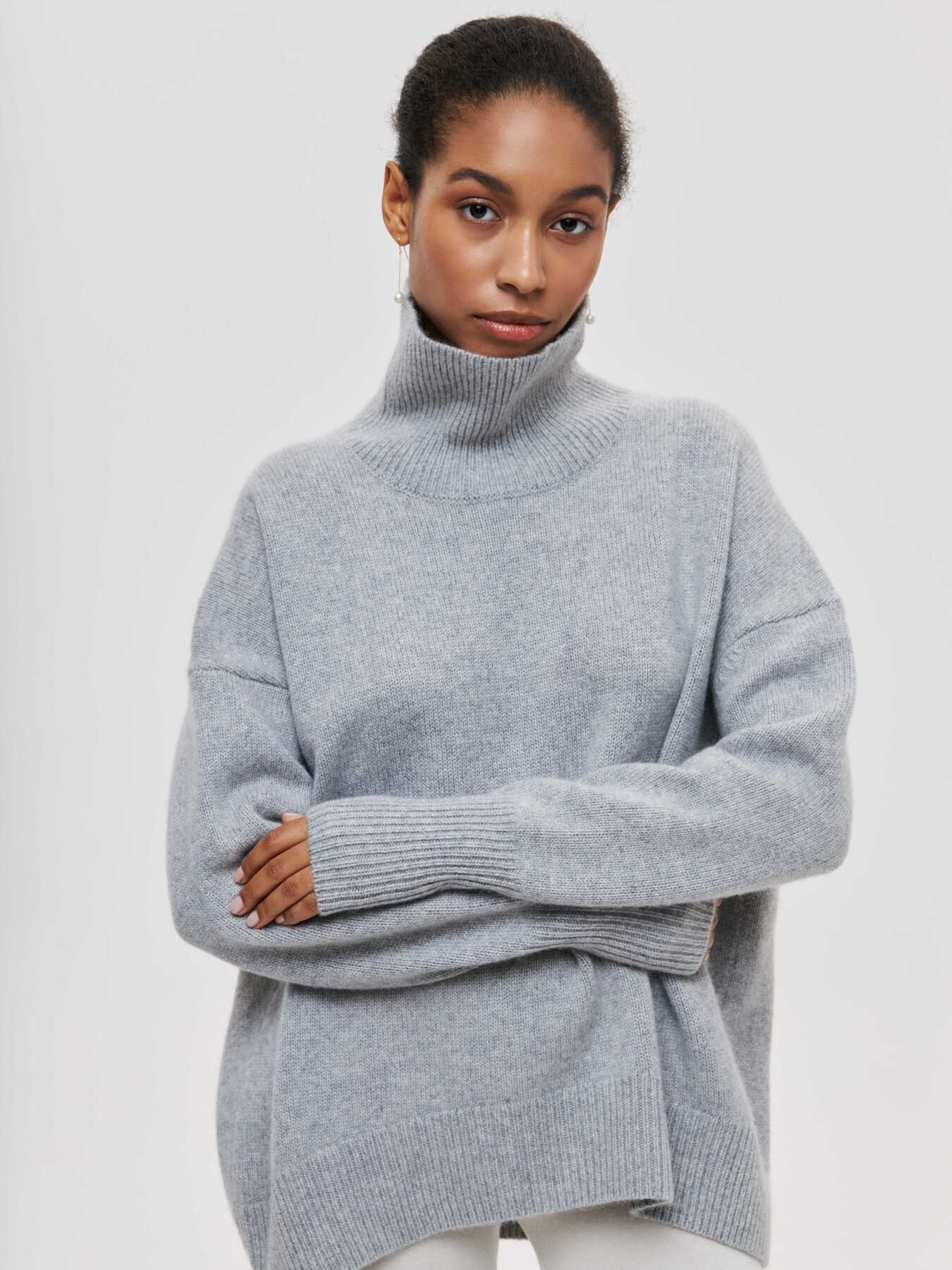 GR | High Collar Oversized Knit Sweater Women's Knitwear