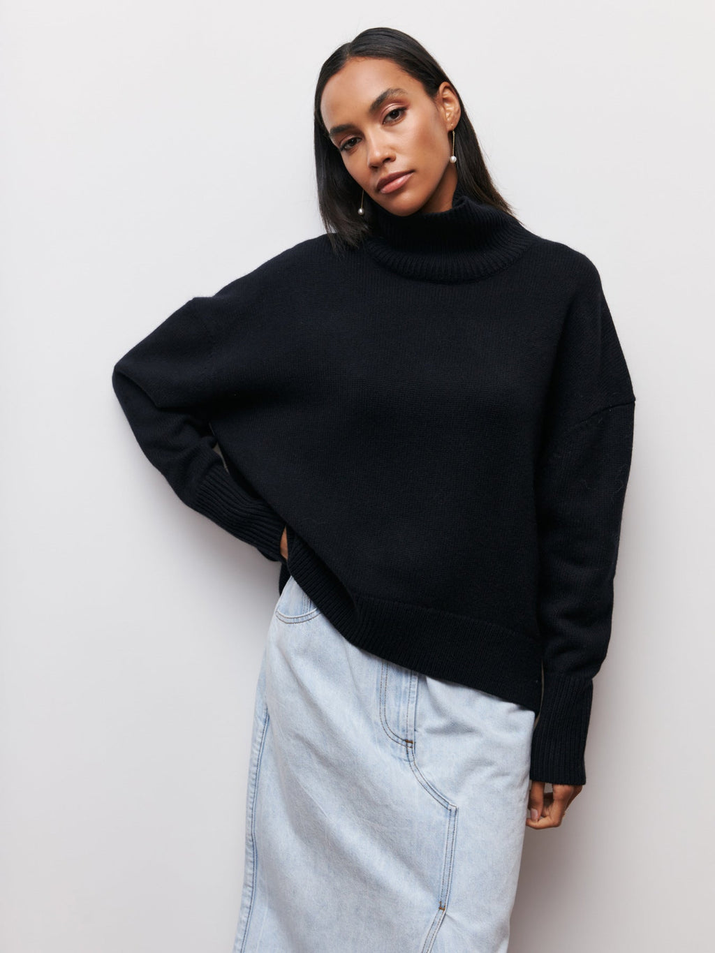 GR | High Collar Oversized Knit Sweater Women's Knitwear