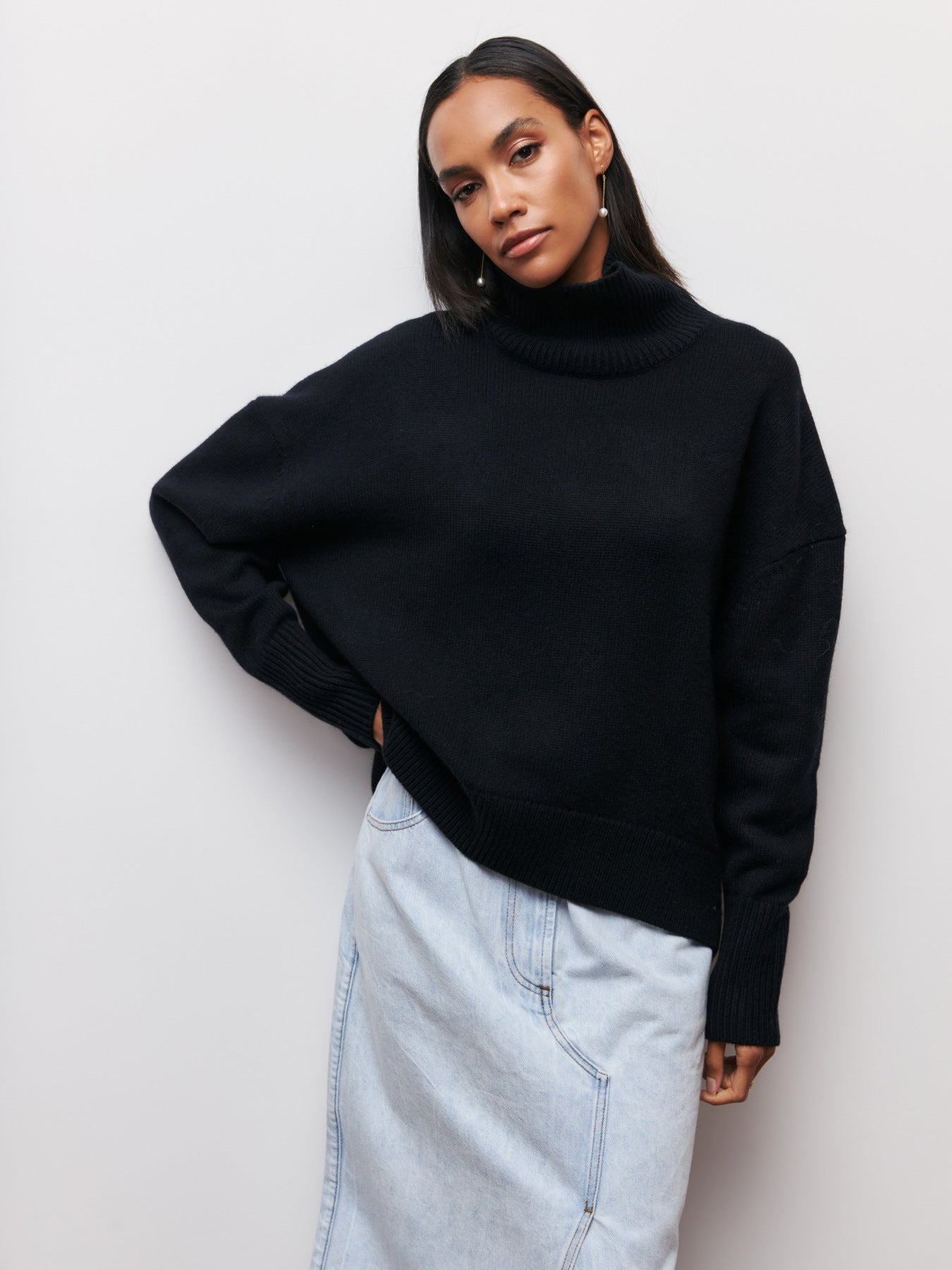 GR | High Collar Oversized Knit Sweater Women's Knitwear