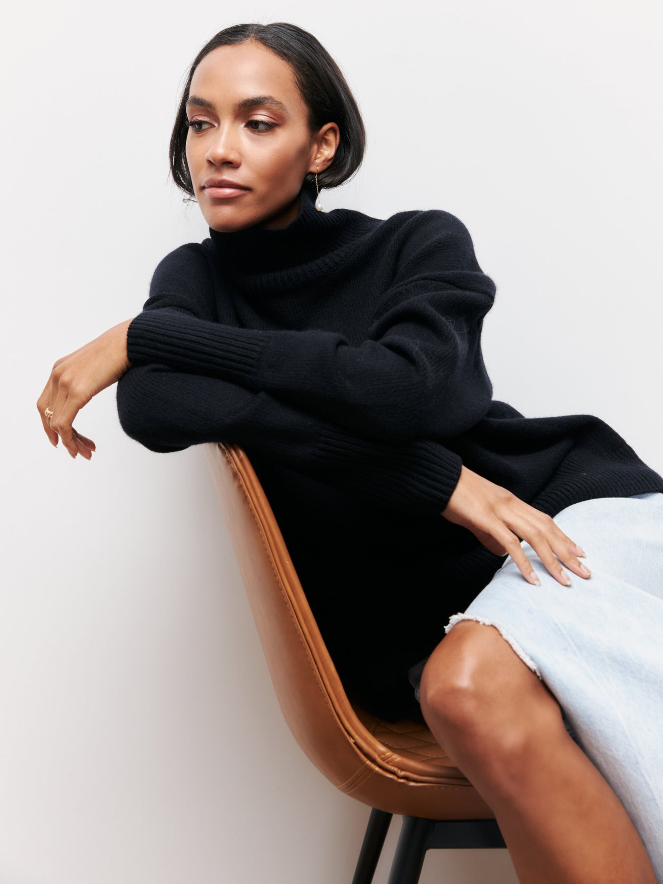 GR | High Collar Oversized Knit Sweater Women's Knitwear