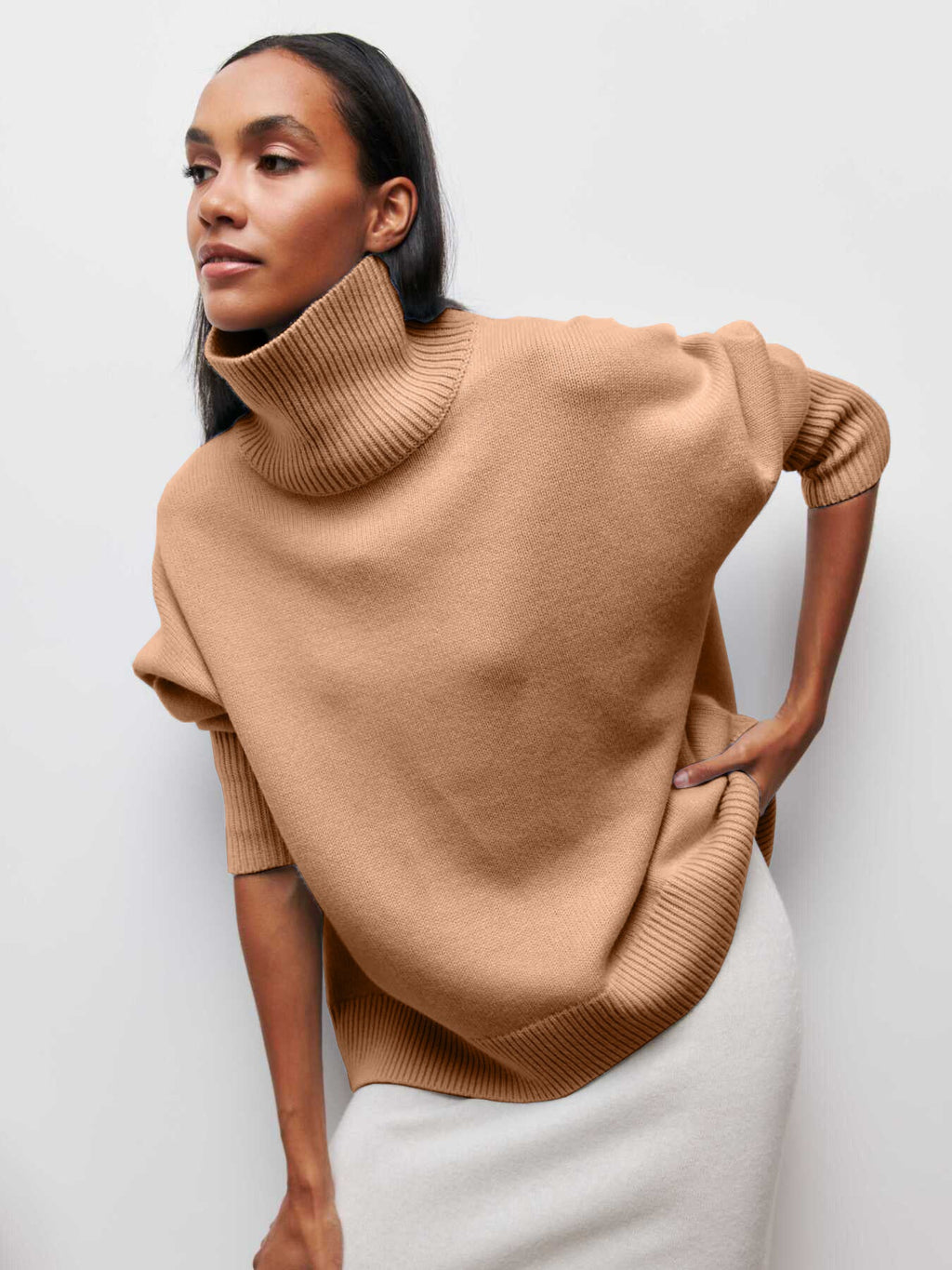 GR | High Collar Oversized Knit Sweater Women's Knitwear