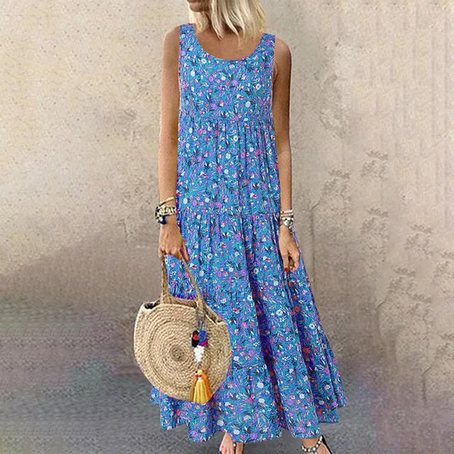 GR | Sleeveless floral print elegant summer dresses for women