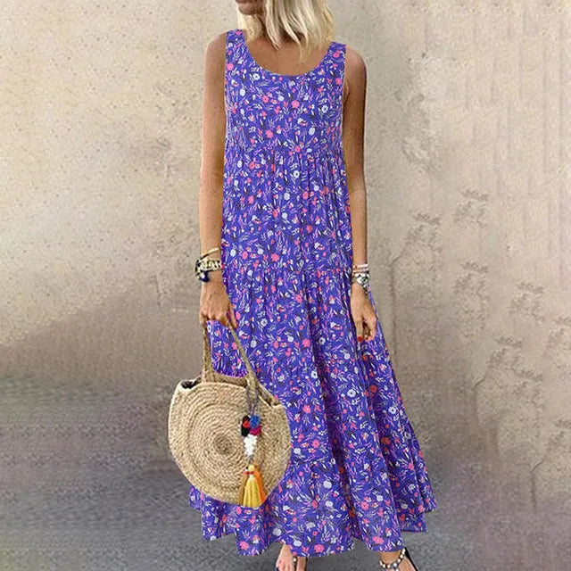 GR | Sleeveless floral print elegant summer dresses for women