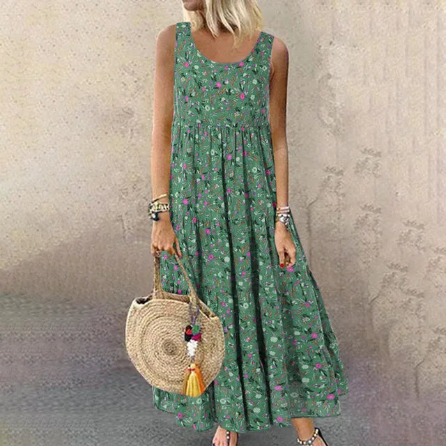 GR | Sleeveless floral print elegant summer dresses for women